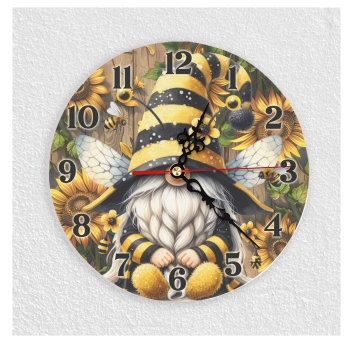 Wanduhr aus Glas mit Wichtel Cowboy Motiv